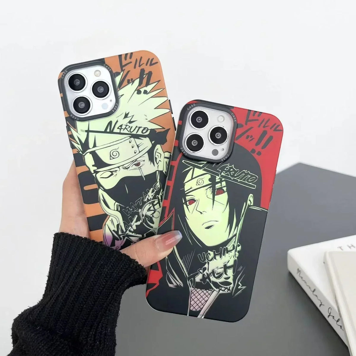 Naruto Luminous Anime Phone Case for iPhone, Itachi Kakashi Manga Print Soft TPU Shockproof Protective Cover, Glow In The Dark Anime Phone Shell, Naruto Fan Gift