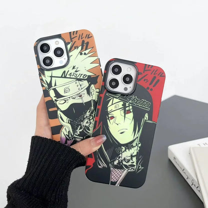 Naruto Luminous Anime Phone Case for iPhone, Itachi Kakashi Manga Print Soft TPU Shockproof Protective Cover, Glow In The Dark Anime Phone Shell, Naruto Fan Gift