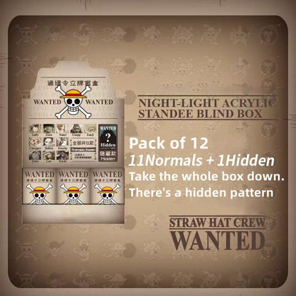 One Piece Wanted Poster Acrylic Light Stand, Anime Bounty Poster LED Night Light Desk Lamp, One Piece Character Table Decor Lamp, Anime Fan Collectible Gift