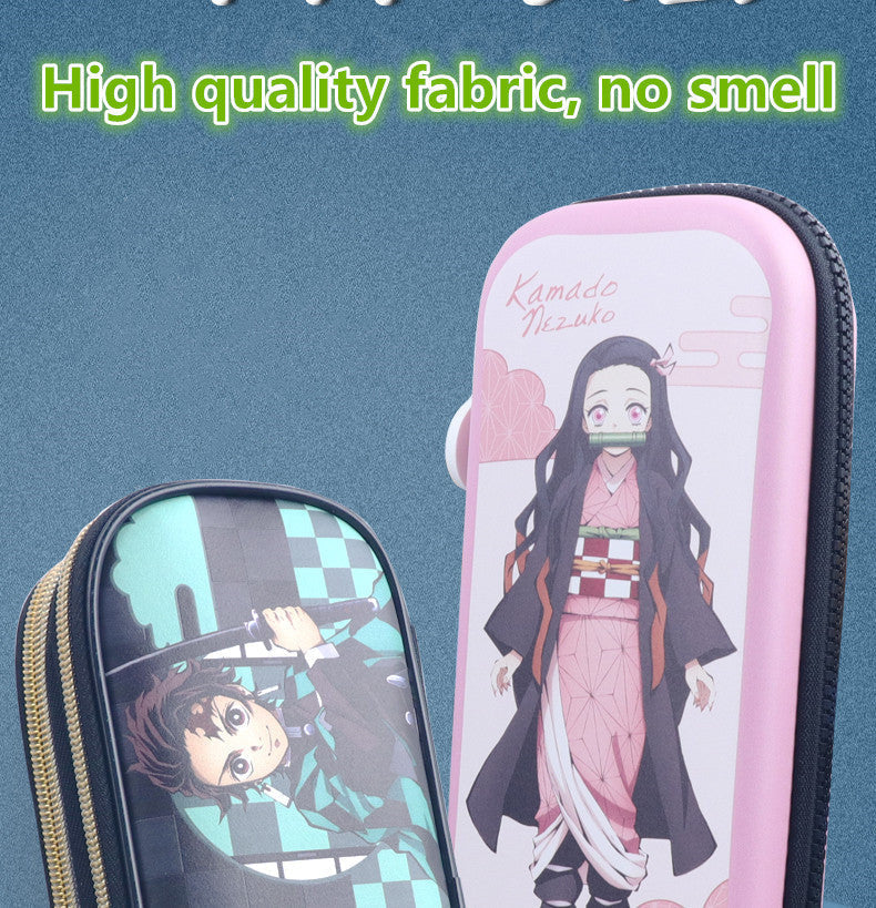 Demon Slayer Kimetsu no Yaiba Pencil Case, Hard Shell EVA Anime Pencil Box, Large Capacity Stationery Storage Bag, Tanjiro Nezuko Zenitsu Inosuke Pen Pouch, School Supplies for Students, Anime Merch Gift