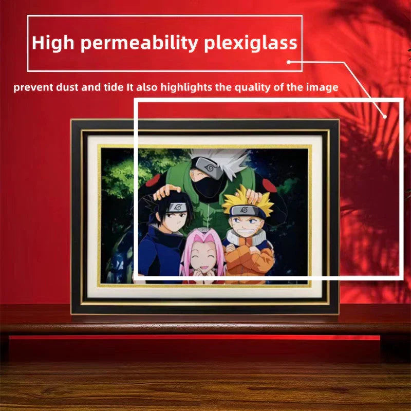 Naruto Team 7 Kakashi 3D Paper Cut Shadow Box Framed Art, Handmade Layered Papercraft Wall Decor, Anime Picture Frame, Fan Collectible Room Decor Gift