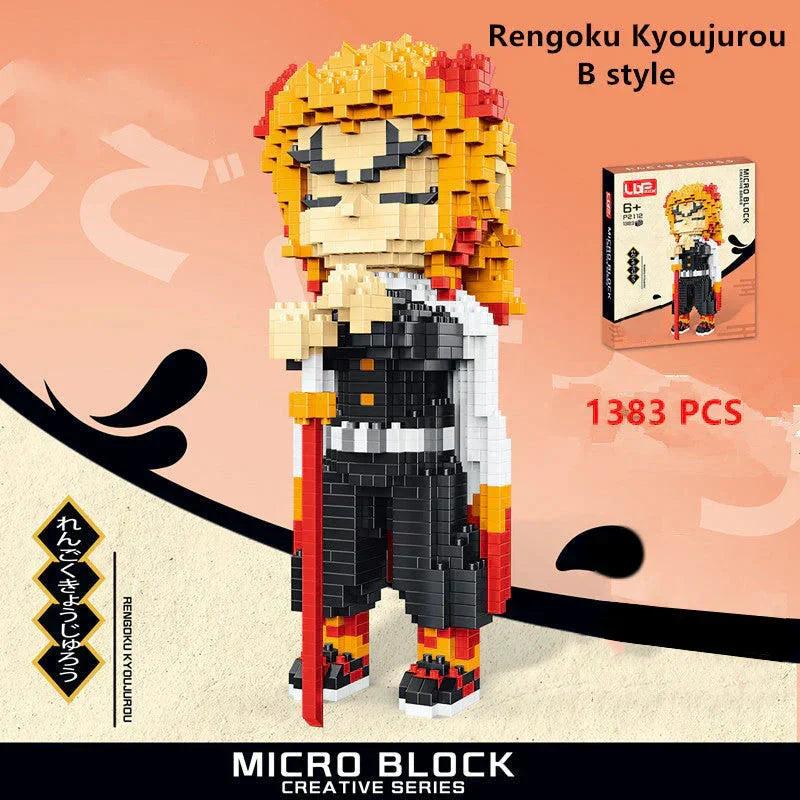 Demon Slayer Micro Building Blocks Set, Anime Character Mini Brick Figure, Tanjiro Nezuko Zenitsu Inosuke Rengoku Giyuu DIY Assembly Model, Collectible Anime Statue Toy, Gift for Anime Fans