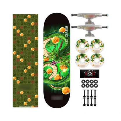 Dragon Ball Z Anime Skateboard Deck, Multiple Classic Characters Goku Vegeta Frieza Buu Printed Complete Skateboard, Dragon Ball Anime Street Skateboard, Anime Fan Collectible Gift