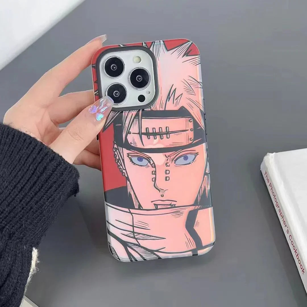 Naruto Anime Phone Case, Manga Sketch Style Protective Case for iPhone, Naruto Uzumaki Kakashi Pain Printed Soft TPU Phone Cover, Shockproof Slim Anime Phone Shell, Naruto Anime Fan Gift for iPhone
