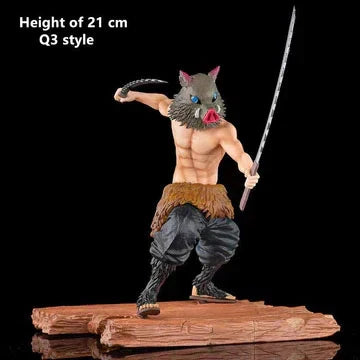 Demon Slayer Inosuke Hashibira Figure, Boar Head Inosuke Resin GK Statue, Anime Hashibira Inosuke with Giant Wild Boar Diorama Figurine, Collectible Desktop Ornament Model Gift for Demon Slayer Fans
