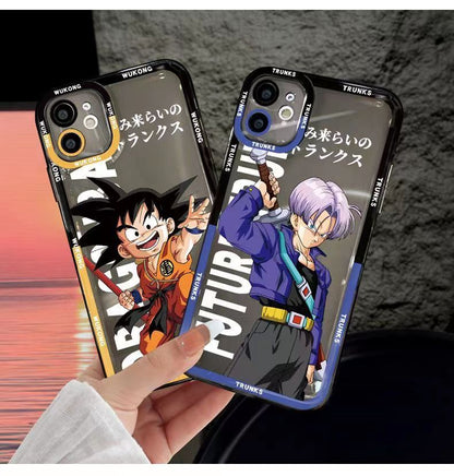 Dragon Ball Z Anime Phone Case, Goku Trunks Vegeta Clear Transparent Protective Cover, DBZ Cartoon Character Shockproof Phone Case for iPhone, Anime Fan Merch Phone Shell