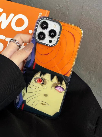Naruto Anime Phone Case for iPhone, Obito Uchiha Manga Character Print Shockproof Protective Case, Cool Naruto Graphic Phone Cover, Naruto Anime Merch Gift for Anime Fans