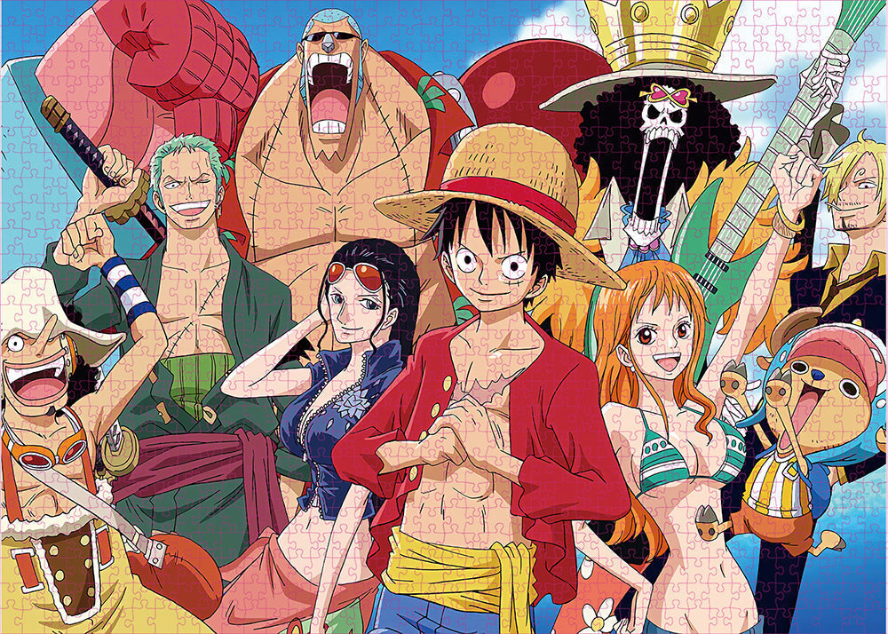 One Piece Anime Jigsaw Puzzle 1000 Pieces, Luffy Zoro Straw Hat Crew Collectible Puzzle, Adult Difficult Decompression Puzzle Game, HD Cartoon Pattern Puzzle, Gift for One Piece Anime Fans