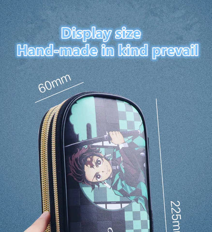 Demon Slayer Kimetsu no Yaiba Pencil Case, Hard Shell EVA Anime Pencil Box, Large Capacity Stationery Storage Bag, Tanjiro Nezuko Zenitsu Inosuke Pen Pouch, School Supplies for Students, Anime Merch Gift