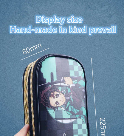 Demon Slayer Kimetsu no Yaiba Pencil Case, Hard Shell EVA Anime Pencil Box, Large Capacity Stationery Storage Bag, Tanjiro Nezuko Zenitsu Inosuke Pen Pouch, School Supplies for Students, Anime Merch Gift