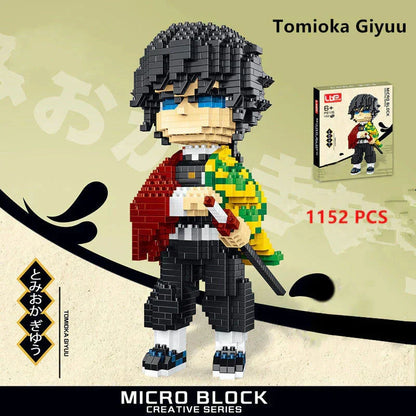 Demon Slayer Micro Building Blocks Set, Anime Character Mini Brick Figure, Tanjiro Nezuko Zenitsu Inosuke Rengoku Giyuu DIY Assembly Model, Collectible Anime Statue Toy, Gift for Anime Fans