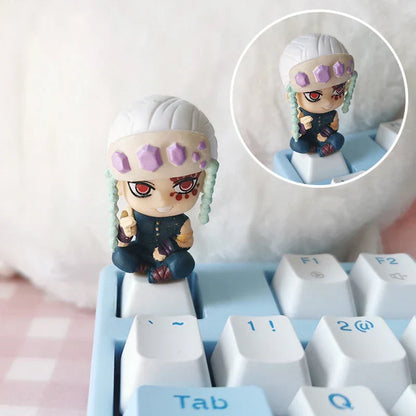 Demon Slayer Anime Keycap Set, 3D Handmade Resin Artisan Keycaps, Tanjiro Nezuko Zenitsu Inosuke Custom ESC Key Cap, Cherry MX Switch Decorative Keycap for Mechanical Keyboard