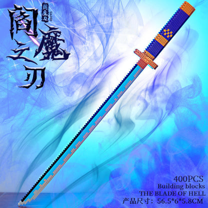 One Piece Roronoa Zoro Enma Sword Building Block Model, Luminous Blade Katana Toy with Display Stand & Gift Box, Anime Cosplay Prop Samurai Sword Bricks Kit, Collectible Decoration Gift for One Piece Fans