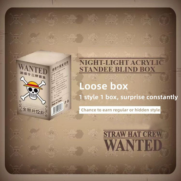 One Piece Wanted Poster Acrylic Light Stand, Anime Bounty Poster LED Night Light Desk Lamp, One Piece Character Table Decor Lamp, Anime Fan Collectible Gift