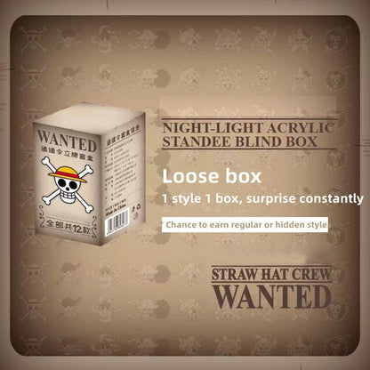 One Piece Wanted Poster Acrylic Light Stand, Anime Bounty Poster LED Night Light Desk Lamp, One Piece Character Table Decor Lamp, Anime Fan Collectible Gift