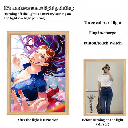 One Piece Anime LED Light Up Painting, Luffy Zoro Sanji Nami Framed Light Canvas Wall Art, Anime Poster Lamp, Wooden Frame Illuminated Wall Decor, One Piece Fan Room Decoration Gift