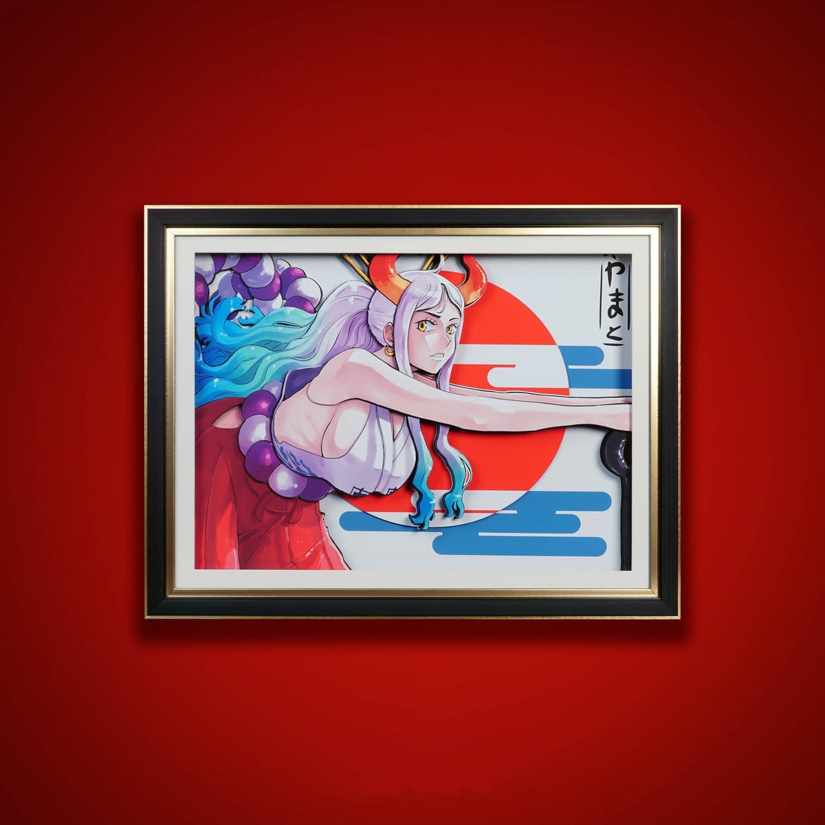 One Piece Monkey D. Luffy Nika Form 3D Paper Carving Art Frame, Anime Handcrafted Layered Paper Cut Wall Art Decor, Framed Anime Poster Desktop Display Painting, Collectible Wall Decoration Gift for One Piece Fans