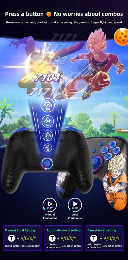Dragon Ball Super Goku Vegeta Wireless Game Controller, Anime RGB Bluetooth Gamepad with NFC, Programmable Turbo Function Gaming Controller, Dragon Ball Merch Game Controller Gift for Anime & Game Fans