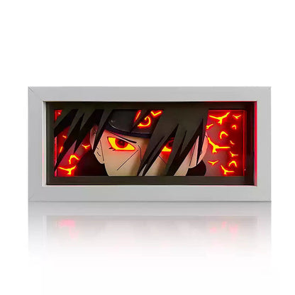 Naruto Anime Paper Cut Light Box, 3D Paper Carving LED Frame Lamp, Sharingan Character Night Light, Desktop Wall Art Decor, Collectible Anime Gift for Naruto Fans