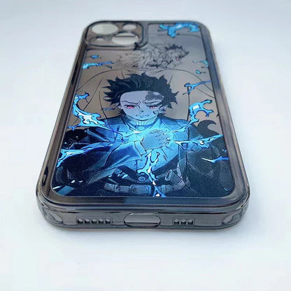 Demon Slayer Anime Phone Case, Tanjiro Zenitsu Print Transparent Shockproof Protective Cover, Cool Flame Pattern Clear Phone Shell, Anime Character Case, Gift for Demon Slayer Fans