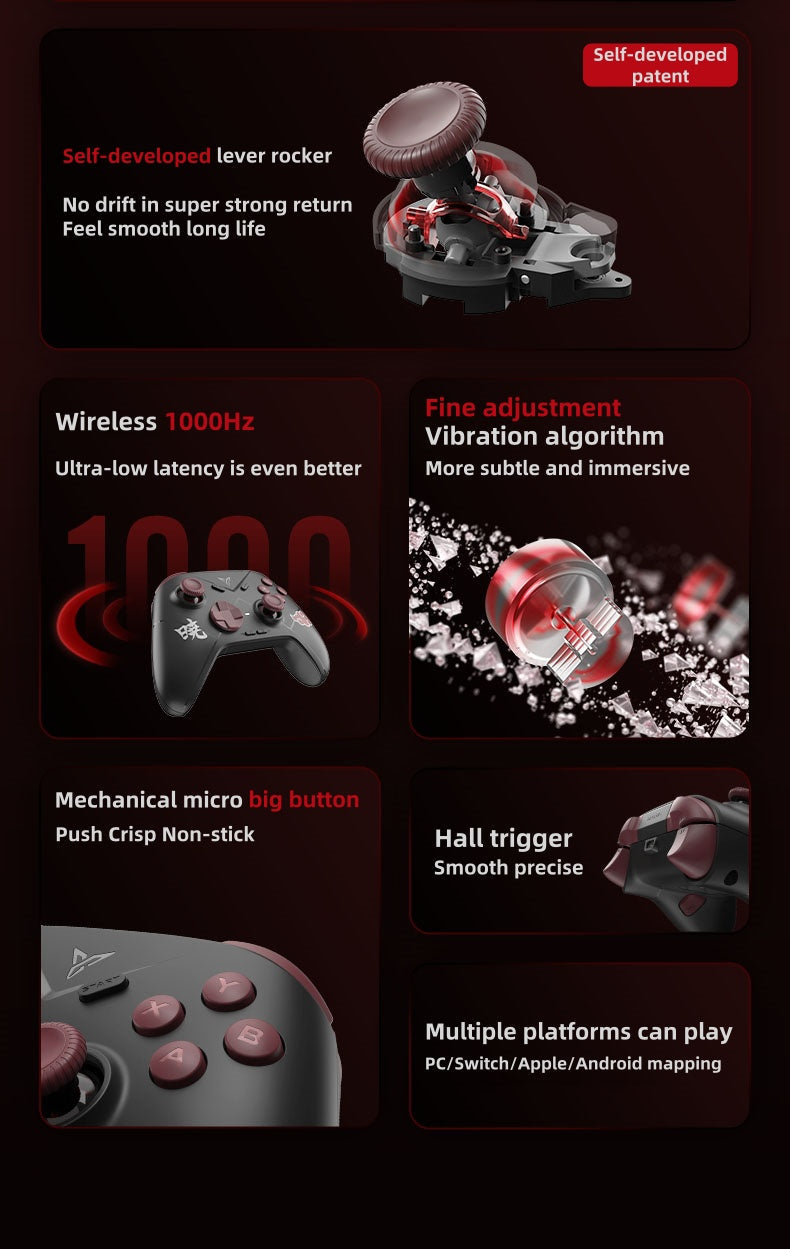Naruto Akatsuki Cloud Wireless Game Controller, Anime Bluetooth Gamepad, No Drift Hall Joystick Gaming Controller, Custom Programmable Buttons Game Controller, Naruto Akatsuki Merch Gift for Anime & Game Fans