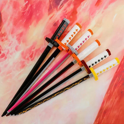 Demon Slayer Building Block Katana Sword, Anime Nichirin Sword Model Kit with Display Stand, Cosplay Prop Assembly Bricks, Tanjiro Zenitsu Giyuu Shinobu Sword Building Toy, Anime Collectible Decor Gift