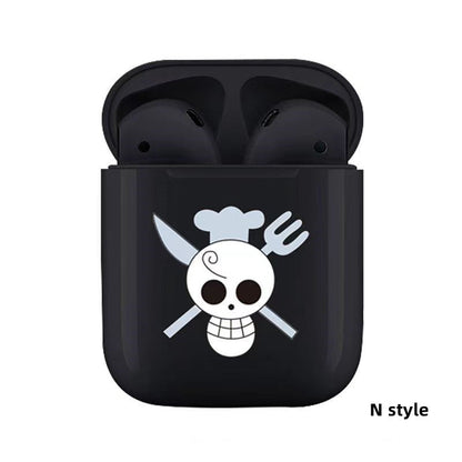 One Piece Anime TWS Wireless Earbuds, Luffy Zoro Sanji Chopper Skull Logo Printed Bluetooth Earphones, Stereo In-Ear Headphones with Portable Charging Case, Anime Fan Gift Wireless Headset