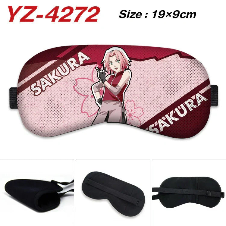 Naruto Anime Sleep Eye Mask, Uchiha Sasuke Itachi Madara Sakura Printed Blindfold, Soft Comfort Light Blocking Eye Cover for Travel Nap, Multiple Styles, Anime Fan Gift