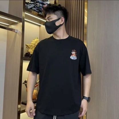 Dragon Ball Kid Goku T-Shirt, Anime Kame Cloud Graphic Oversized Short Sleeve Tee, Casual Loose Fit Cotton Tshirt for Men Women, Dragon Ball Z Fan Anime Shirt Gift