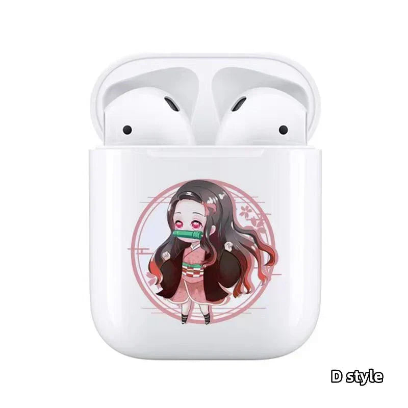 Demon Slayer Wireless Bluetooth Earbuds, Tanjiro Nezuko Zenitsu Giyuu Anime Print TWS Earphones, Touch Control Stereo Sound Headset, Portable Earbuds Case, Anime Fan Gift