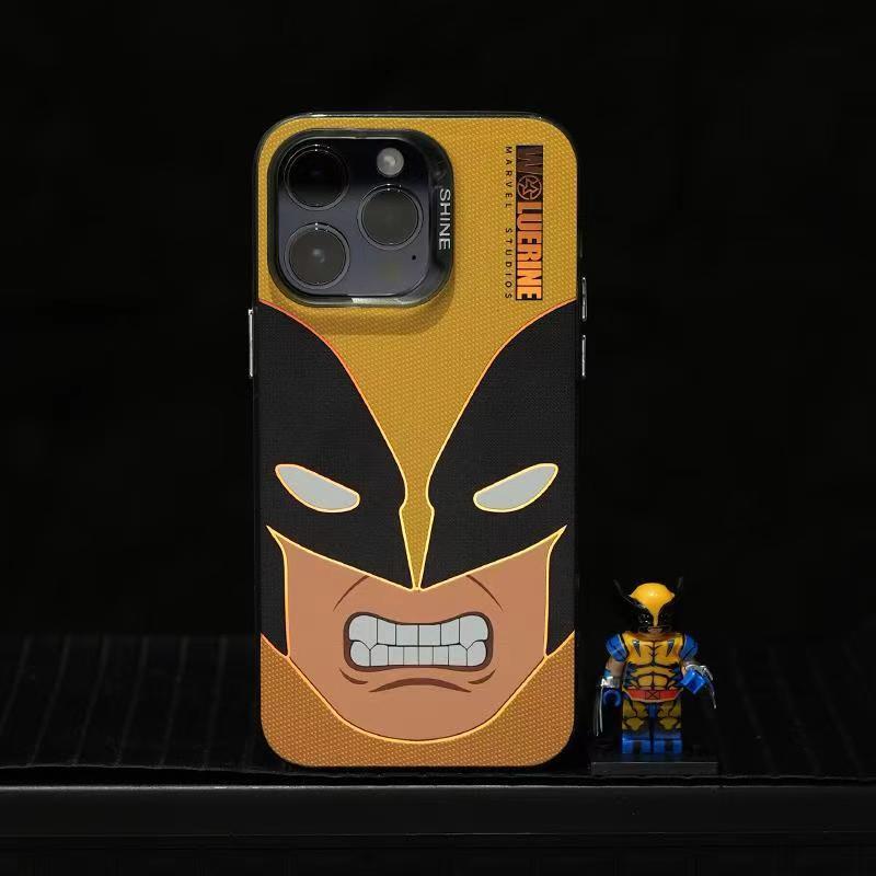 Marvel Deadpool & Wolverine Mask Phone Case for iPhone, Marvel Superhero Full Print Protective Cover, Shockproof Anti-Scratch Phone Shell, 4 Styles Available, Comic Character Collectible Phone Case Gift for Marvel Fans