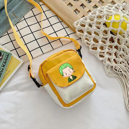 One Piece Anime Mini Crossbody Bag, Luffy Zoro Nami Chopper Sanji Character Print Small Shoulder Purse, Cute Canvas Sling Bag, Anime Fan Daily Messenger Bag Gift
