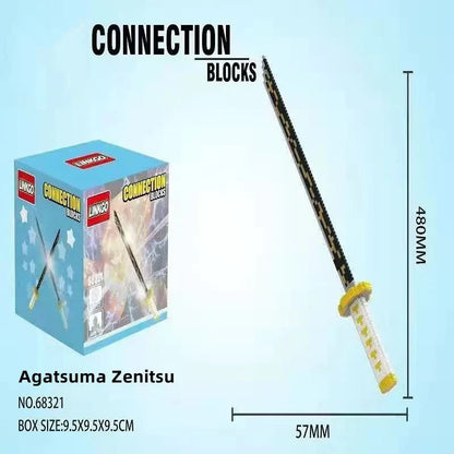Demon Slayer Nichirin Sword Building Block Set, Anime Katana Model Kit with Scabbard & Display Stand, Multiple Styles Collectible Brick Sword, Cosplay Prop Assembly Toy Gift for Demon Slayer Fans