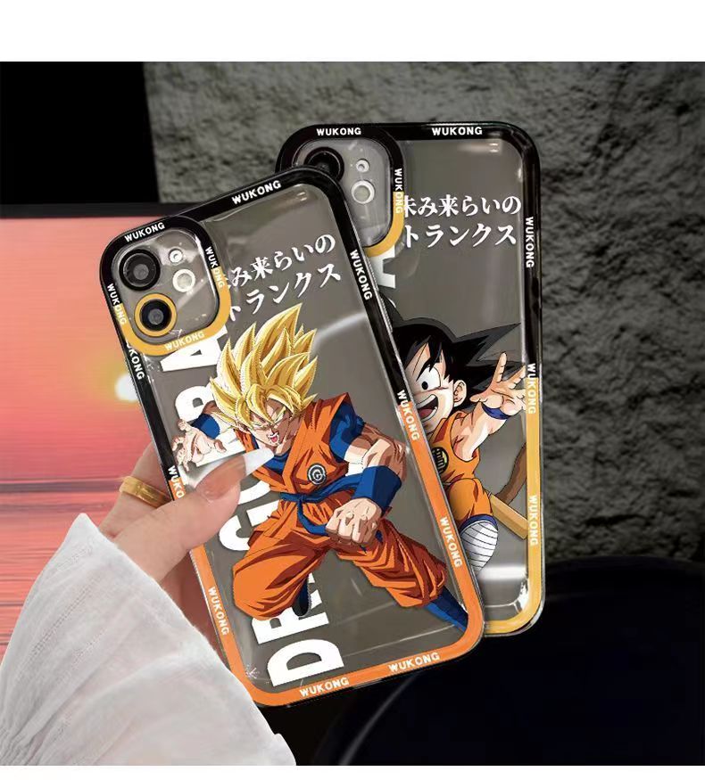 Dragon Ball Z Anime Phone Case, Goku Trunks Vegeta Clear Transparent Protective Cover, DBZ Cartoon Character Shockproof Phone Case for iPhone, Anime Fan Merch Phone Shell