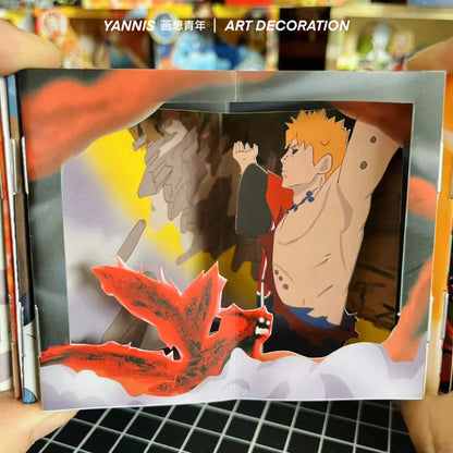 Naruto Anime Book Nook Paper Craft Kit, 3D Paper Cut Diorama Book, DIY Papercraft Scene Model, Anime Bookend Display Art Decor, Naruto Fan Handmade Gift