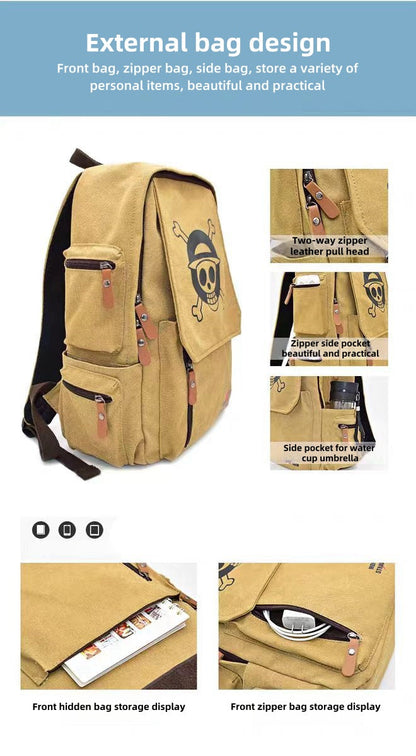 One Piece Luffy Gear 5 Anime Backpack for Boys Girls, Large Capacity School Laptop Backpack, One Piece Wanted Poster Print Travel Daypack, Anime One Piece Merch Bookbag Gift for One Piece Fans