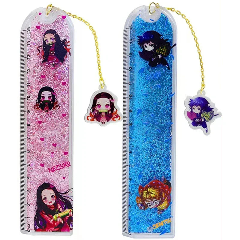 Demon Slayer Quicksand Acrylic Bookmark, Anime Tanjiro Nezuko Zenitsu Inosuke Glitter Liquid Floating Bookmark, Cute Character Pendant Book Marker, Reading Page Holder, Demon Slayer Fan Collectible Gift