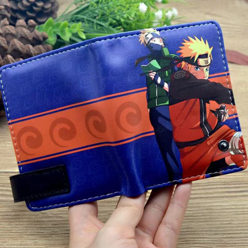 Naruto Anime Bifold Wallet, Multiple Character Printed PU Leather Short Purse, Snap Button Card Holder Cash Pocket Wallet, Naruto Itachi Sasuke Kakashi Naruto Merch Wallet Gift for Anime Fans