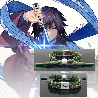 Demon Slayer Anime Braided Bracelet, Tanjiro Nezuko Rengoku Giyuu Cosplay Handmade Woven Rope Bracelet, Adjustable Character Themed Wristband, Anime Fan Collectible Jewelry Gift for Men Women Teens