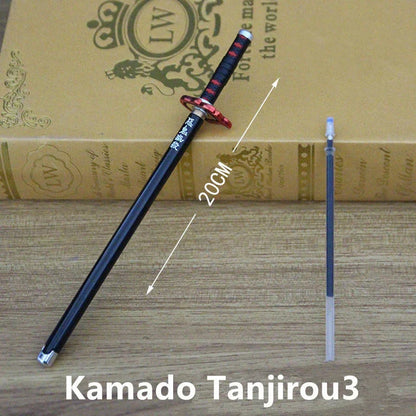 Demon Slayer Katana Shape Gel Pen, Kimetsu No Yaiba Nichirin Sword Replica Writing Pen, Anime Sword Themed Stationery Ballpoint Pen with Scabbard, Collectible Anime Office School Supplies Gift for Demon Slayer Fans