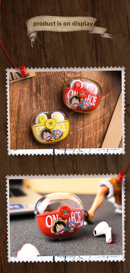 One Piece Monkey D. Luffy Tony Tony Chopper True Wireless Bluetooth 5.3 Earbuds Smart Touch Control Half‑in‑Ear Headphones with Transparent Charging Case Anime Gift For Fans
