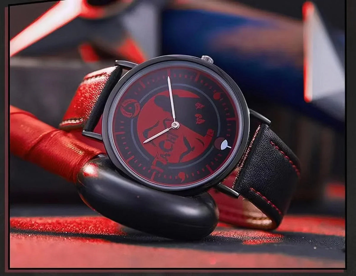 Naruto Anime Character Quartz Watch, Uchiha Sasuke Itachi Kakashi Naruto Wrist Watch, Vintage PU Leather Strap Analog Watch, Anime Cosplay Accessory Collectible Gift for Naruto Fans