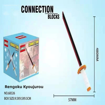 Demon Slayer Nichirin Sword Building Block Set, Anime Katana Model Kit with Scabbard & Display Stand, Multiple Styles Collectible Brick Sword, Cosplay Prop Assembly Toy Gift for Demon Slayer Fans