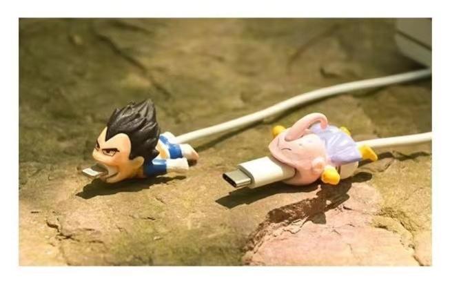 Dragon Ball Anime Cable Bite Charger Cable Protector, Goku Super Saiyan Vegeta Majin Buu Cable Saver, Anime Figure Data Cable Sleeve, Cute Cable Bite Protector for iPhone Charging Cord, Dragon Ball Fans Collectible Gift