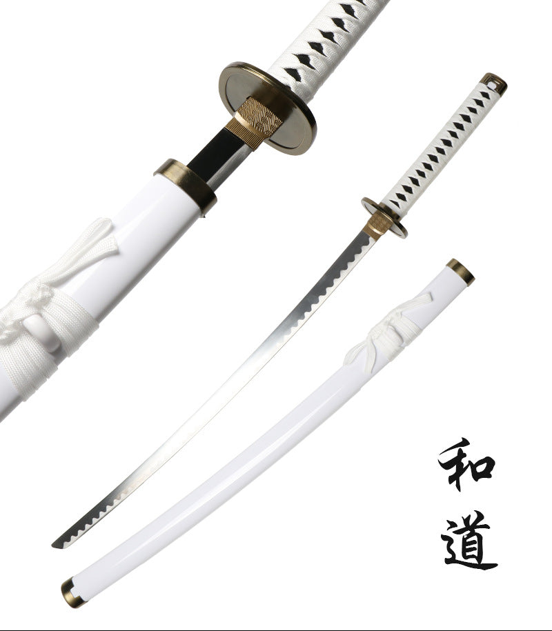 One Piece Roronoa Zoro Katana Replica, Anime Cosplay Prop Sword, Wado Ichimonji Sandai Kitetsu Shusui, Wooden Blade Samurai Sword with Scabbard, Sword Stand and Belt for Cosplay Display