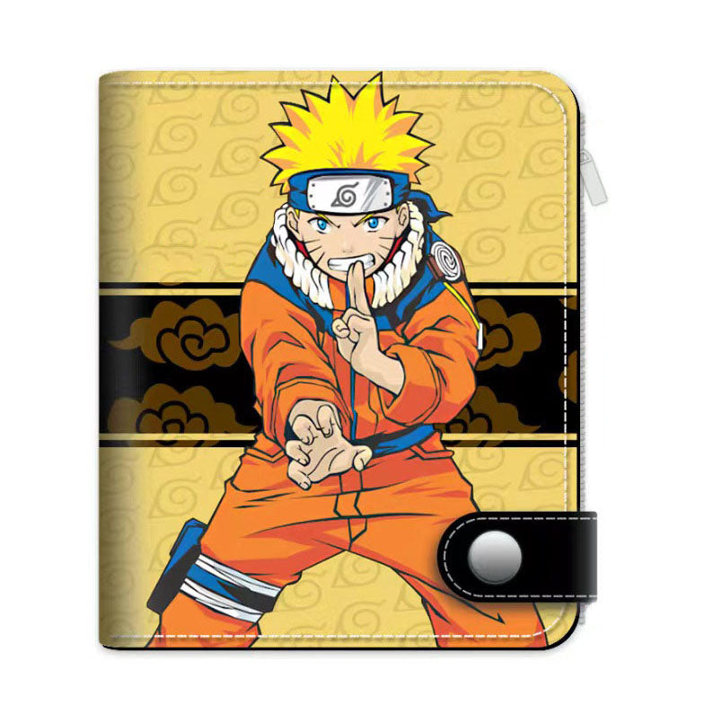 Naruto Anime Bifold Wallet, Multiple Character Printed PU Leather Short Purse, Snap Button Card Holder Cash Pocket Wallet, Naruto Itachi Sasuke Kakashi Naruto Merch Wallet Gift for Anime Fans