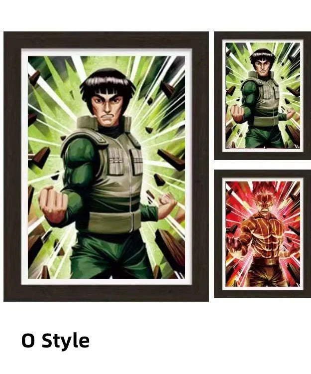 Naruto 3D Lenticular Poster with Frame, Anime Flip Changing Picture Art, Kakashi Sasuke Gaara Naruto Wall Decor, Bedroom Hanging Painting, Naruto Fan Merch Gift