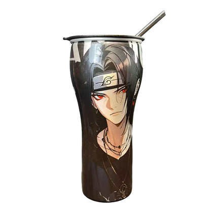 Naruto Anime 30oz Tumbler with Lid and Straw, Stainless Steel Insulated Travel Cup, Naruto Sasuke Kakashi Itachi Character Printed Coffee Mug, Naruto Merch Water Bottle Gift for Anime Fans