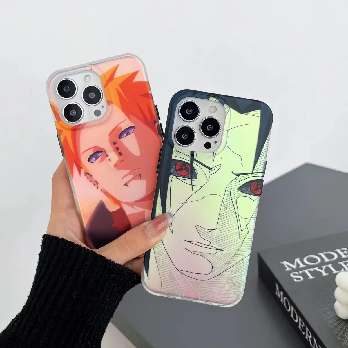 Naruto Anime Phone Case, Pain Nagato & Orochimaru Holographic Laser Print Protective Phone Cover, Shockproof Slim Soft TPU Case, Anime Character Phone Shell for iPhone, Anime Fan Gift