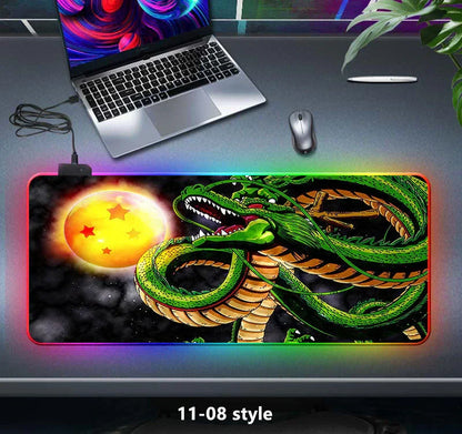 Dragon Ball Z RGB Large Mouse Pad, Anime DBZ Goku Vegeta Frieza Extended Gaming Mousepad with LED Rainbow Light, Non Slip Rubber Base Desk Mat for PC Keyboard Laptop, Dragon Ball Fan Decor